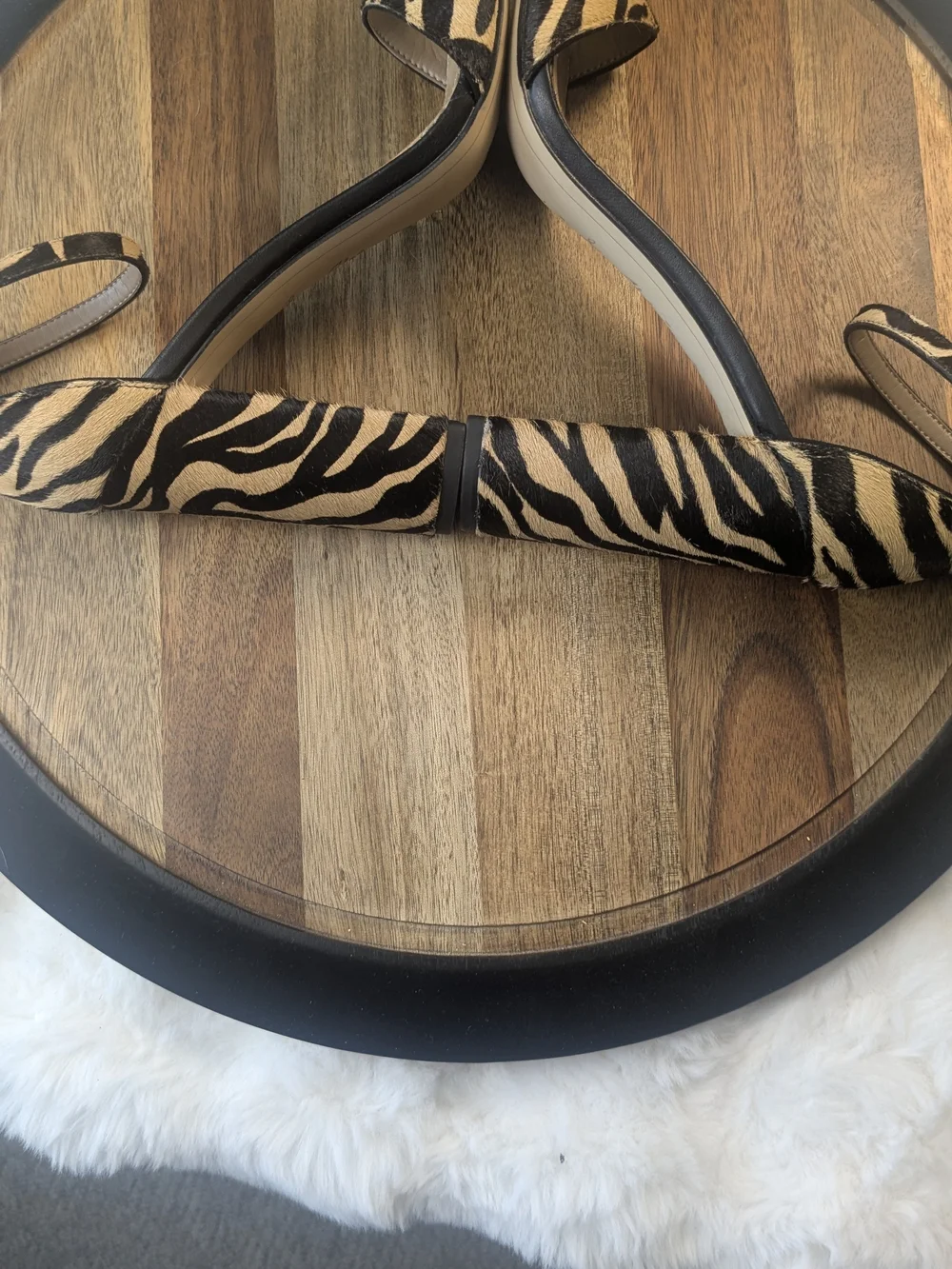 Sam Edelman Zebra Print Calf Hair Ankle Strap Block Heel Sandals Size 9.5 - Picture 8 of 10